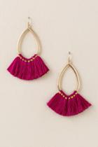 Francesca's Brook Oval Mini Tassel Earrings - Magenta