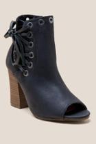 Francesca Inchess Ottawan Peep Toe Lace Up Shootie - Black