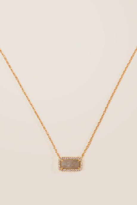 Francesca's Penelope Labradorite Bar Pendant - Gray