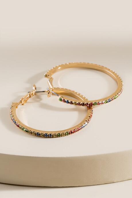 Francesca's Harlow Crystal Hoop Earrings - Multi