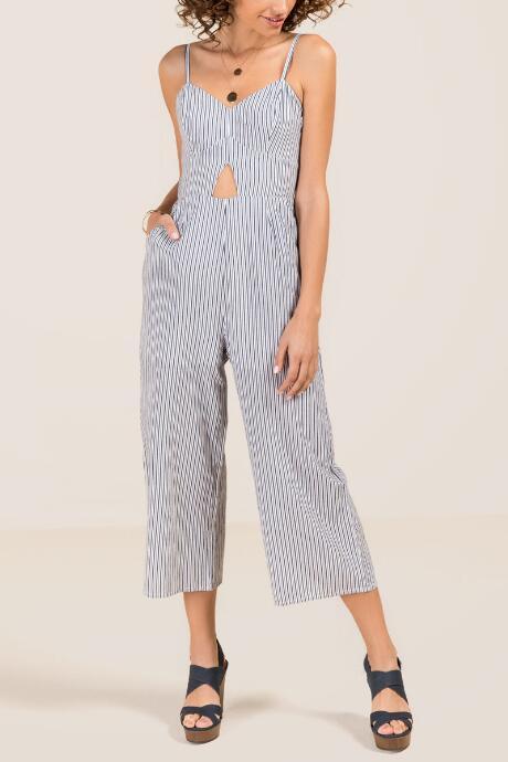 Francesca Inchess Abigail Striped Strap Jumpsuit - Navy