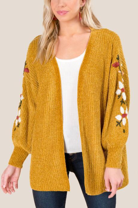 Francesca Inchess Emmeline Hand Stitched Embroidered Cardigan - Marigold