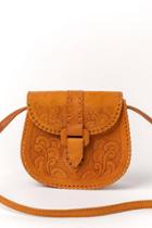 Francesca's Floral Embossed Saddle Crossbody - Tan