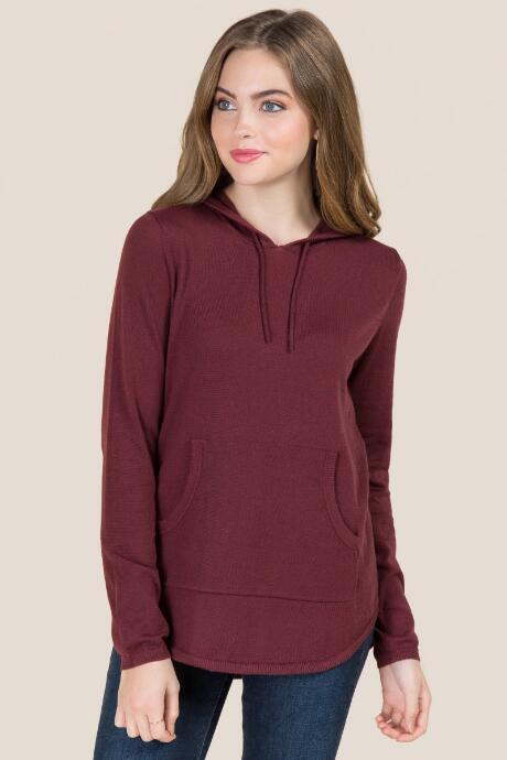 Blue Rain Careen Hooded Pullover Sweater - Wine