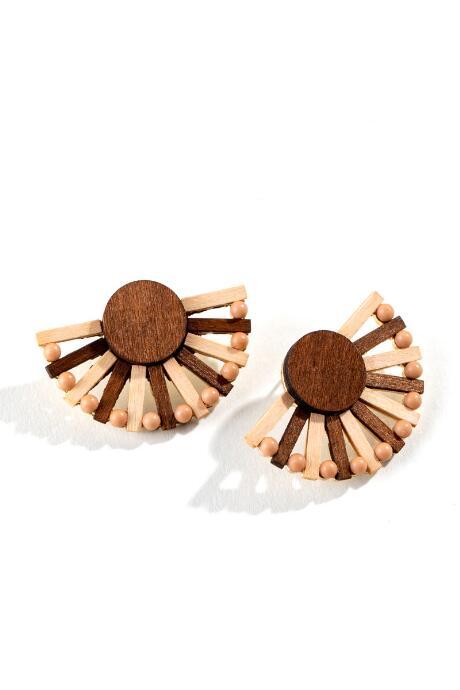 Francesca's Renee Wooden Fan Drop Earrings - Rose