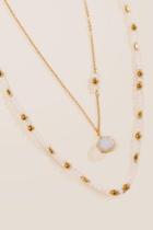 Francesca's Kia Beaded Layer Necklace - White