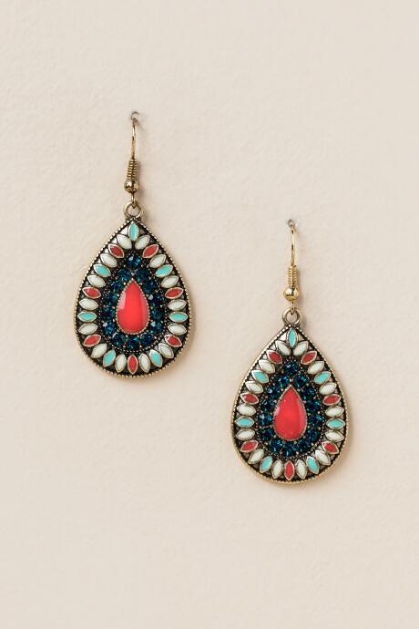 Francesca's Castalia Stone Teardrop Earring - Multi