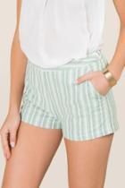 Harper Cecila Striped Structured Shorts - Green
