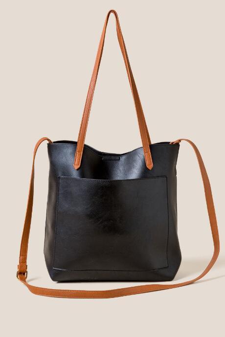 Francesca's Rosie Soft Vegan Leather Tote In Black - Black