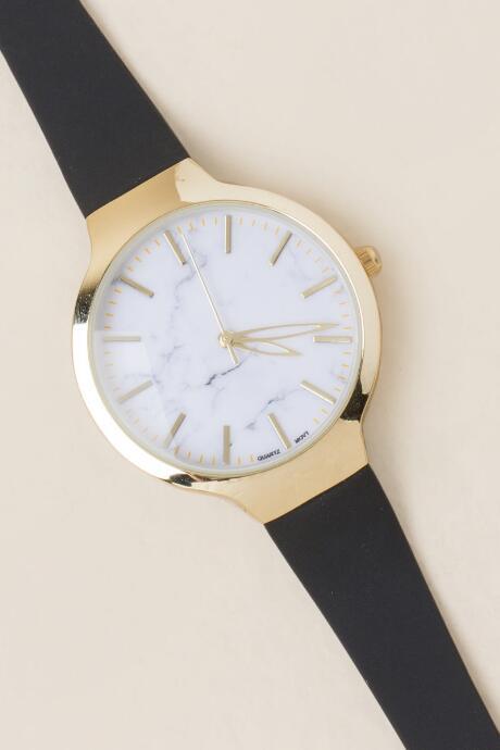 Francesca's Pierina Skinny Marble Watch - Black