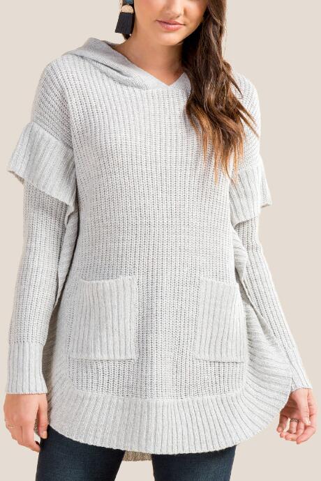Francesca's Liz Hooded Poncho - Taupe
