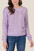 Francesca's Paxton Scalloped Pointelle Sweater - Lavender