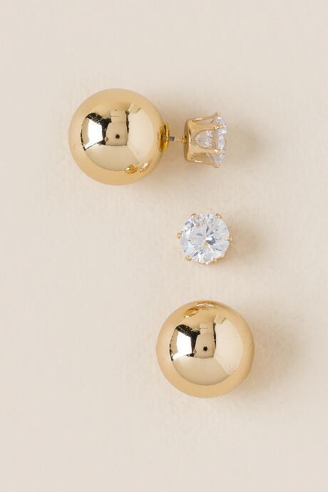 Francesca's Juniper Gold Ball Stud Earring - Gold