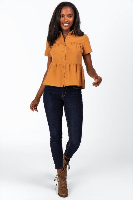 Francesca's Dailey Tiered Peplum Top - Mustard