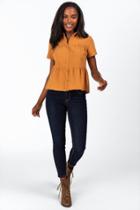 Francesca's Dailey Tiered Peplum Top - Mustard