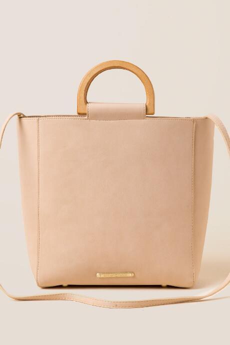 Francescas Claudette Wooden Handle Tote - Tan