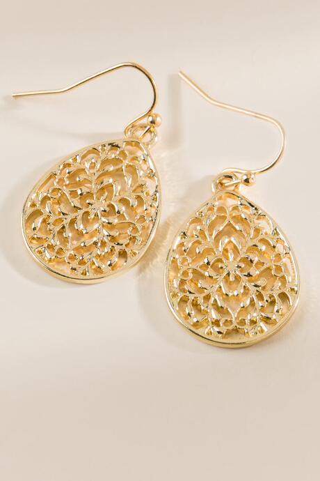 Francesca's Kimber Filigree Teardrop Earrings - Gold