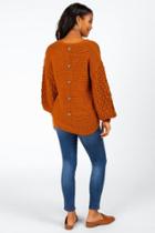 Francesca's Sahara Button Back Sweater - Tortoise