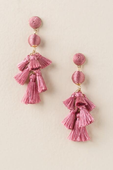 Francesca's Lara Mini Tassel Earrings - Mauve
