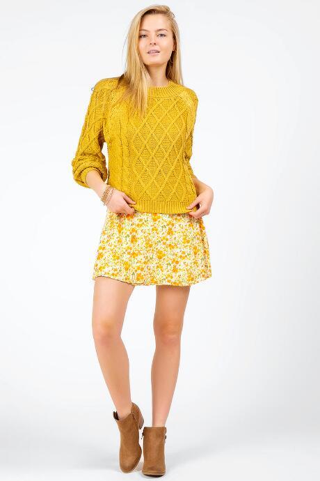 Francesca's Tamatha Cable Sweater - Gold
