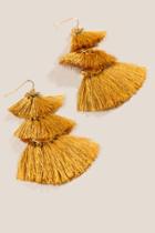 Francesca's Larissa Tassel Statement Drop Earrings - Marigold