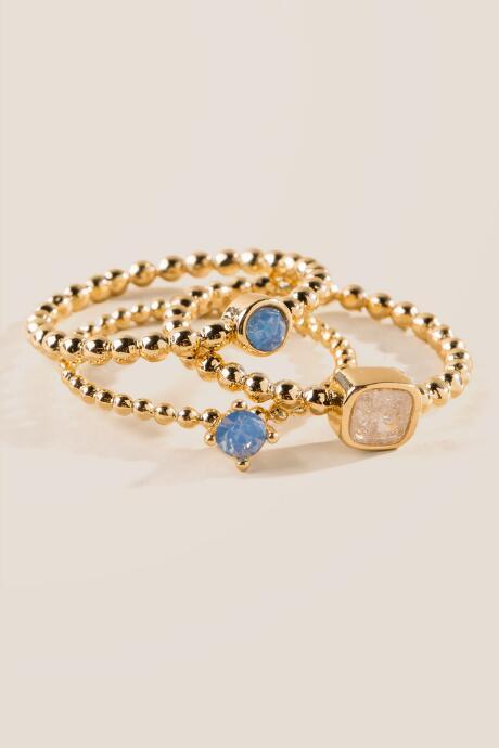 Francesca's Bella Gold Ring Set - Turquoise