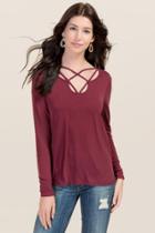 Ayla Bobbie Lattice Cupro Top - Wine