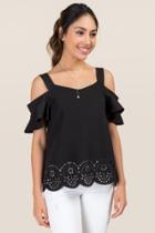 Blue Rain Danae Laser Cut Out Cold Shoulder Top - Black
