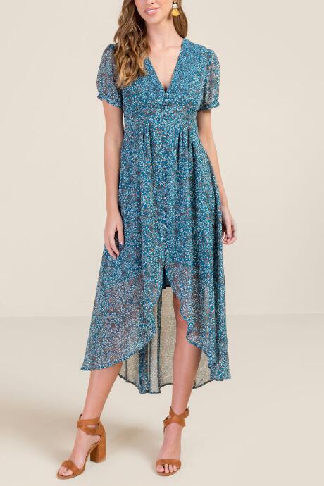 Francesca's Destiny Kimono Sleeve Dress - Dark Teal