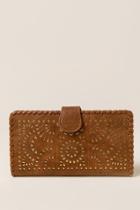 Francesca's Asli Perforated Whipstitch Wallet - Tan