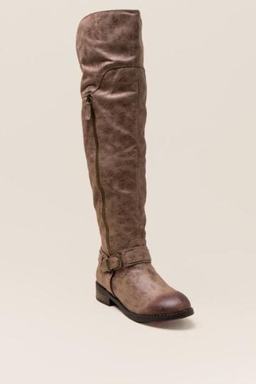 Francesca Inchess Restricted Paintbrush Distressed Over The Knee Boot - Taupe