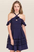 Francescas Catarina Y Neck A-line Dress - Navy