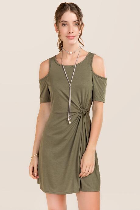 Alya Pippa Wrap Knot Dress - Dark Olive