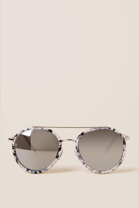 Francesca's Zanzibar Marble Brow Bar Sunglasses - Black/white