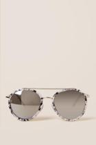 Francesca's Zanzibar Marble Brow Bar Sunglasses - Black/white