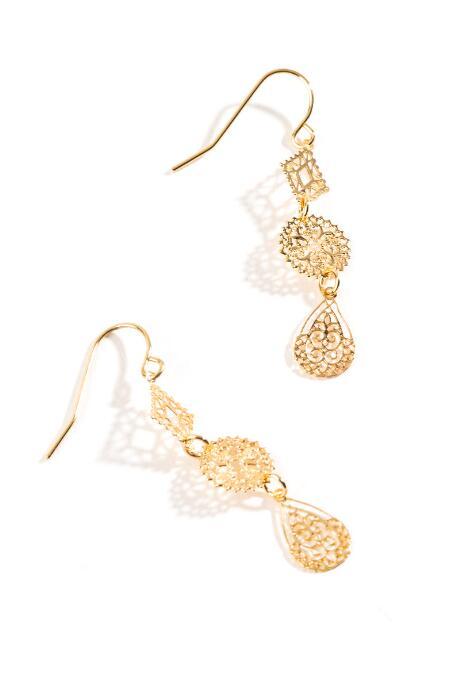 Francesca's Aliza Filigree Linear Earrings - Gold