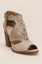 Restricted Well Know Laser Cut Chunky Heel - Taupe