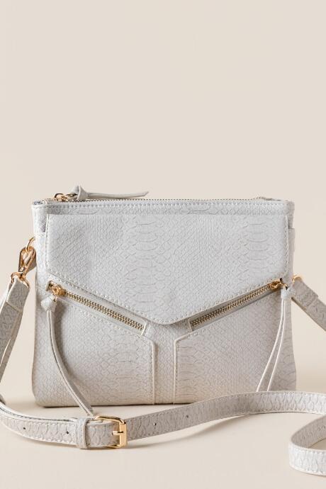 Francesca's Kaylee Snake Double Zip Crossbody - Brown