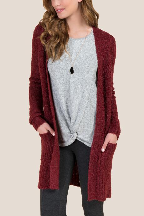 Blue Rain Lula Boucle Sweater Wrap - Burgundy