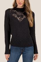 Francesca's Josie Open Knit Sweater - Black