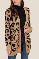 Francesca's Willow Leopard Cardigan - Taupe