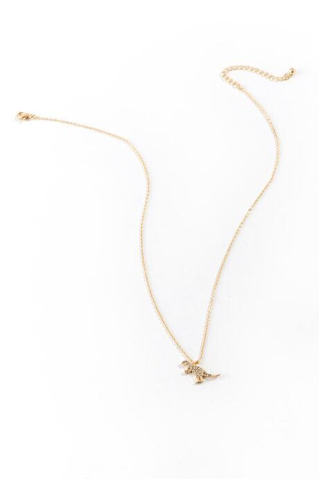 Francesca's Cora Dinosaur Pendant Necklace - Gold