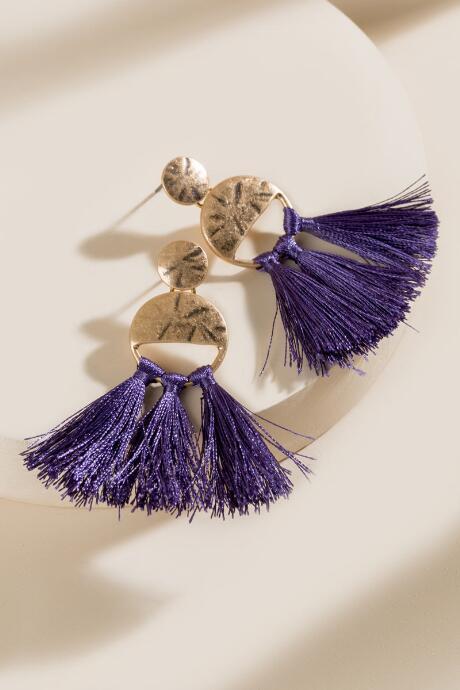 Francesca's Kelsey Tassel Earrings - Purple