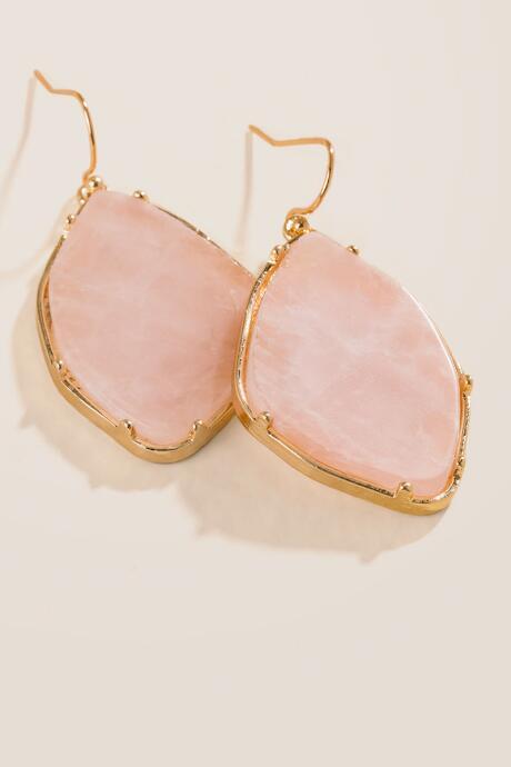 Francesca's Desi Rose Quartz Stone Earrings - Pale Pink