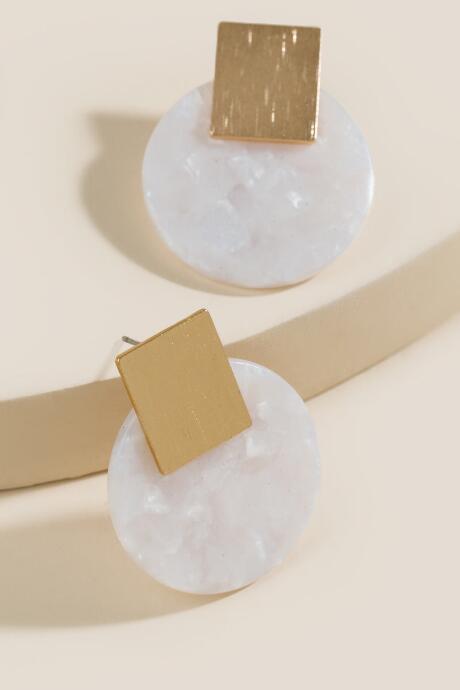 Francesca's Carmen Acetate Circle Drop Earrings - White