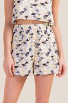 Francesca's Keely Geometric Shorts - Ivory