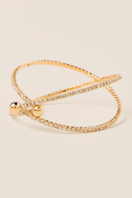 Francesca's Layla Criss Cross Bangle Bracelet - Crystal