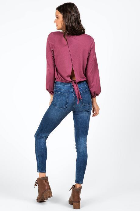 Francesca's Danelle Back Tie Top - Vintage Purple