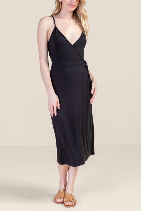 Francesca's Reagan Wrapped Midi Dress - Black
