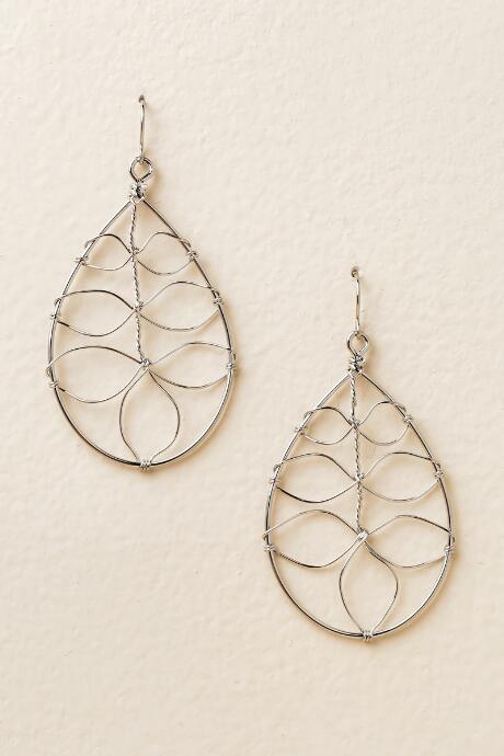 Francesca's Cynthia Wire Woven Leaf Earrings - Silver
